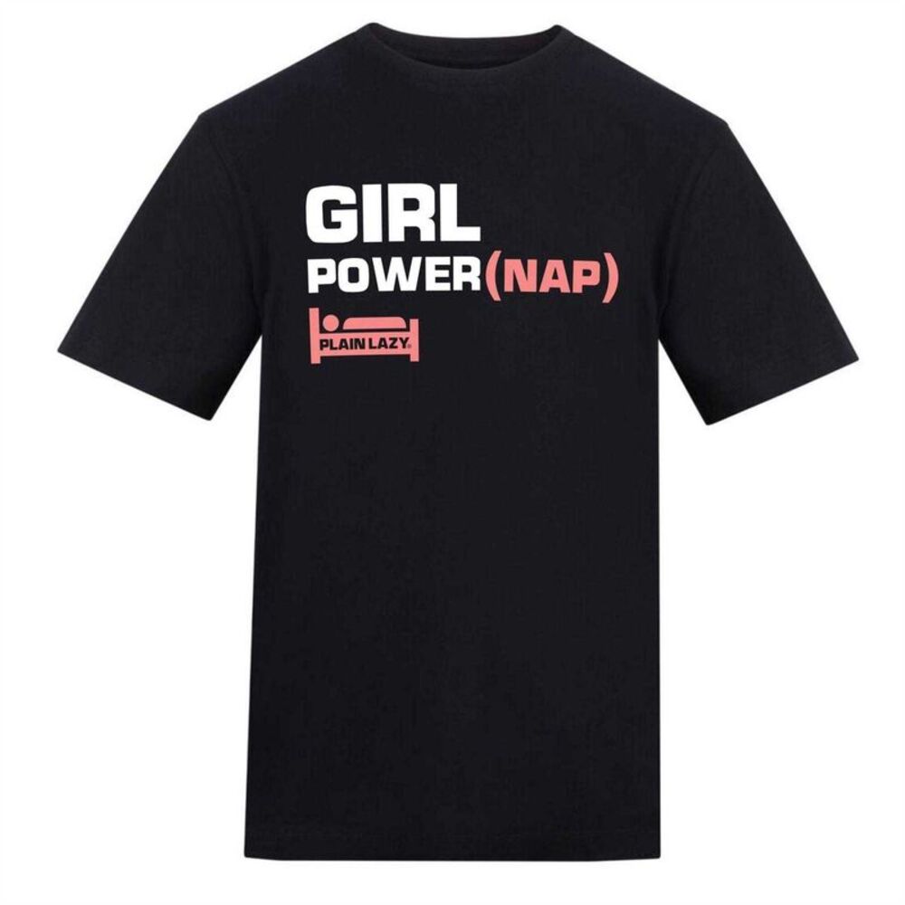 Plain Lazy Womens/Ladies Girl Power Printed T-Shirt / Black